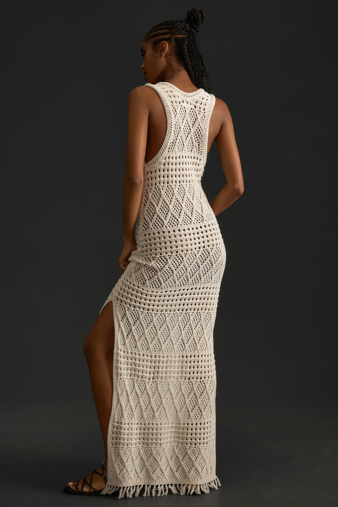 Cora Kolsuz Dekolteli Örgü Maxi Elbise