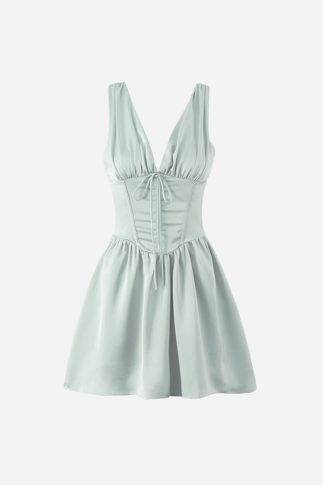 Marian V Yaka Bağcıklı Fırfırlı Mini Elbise