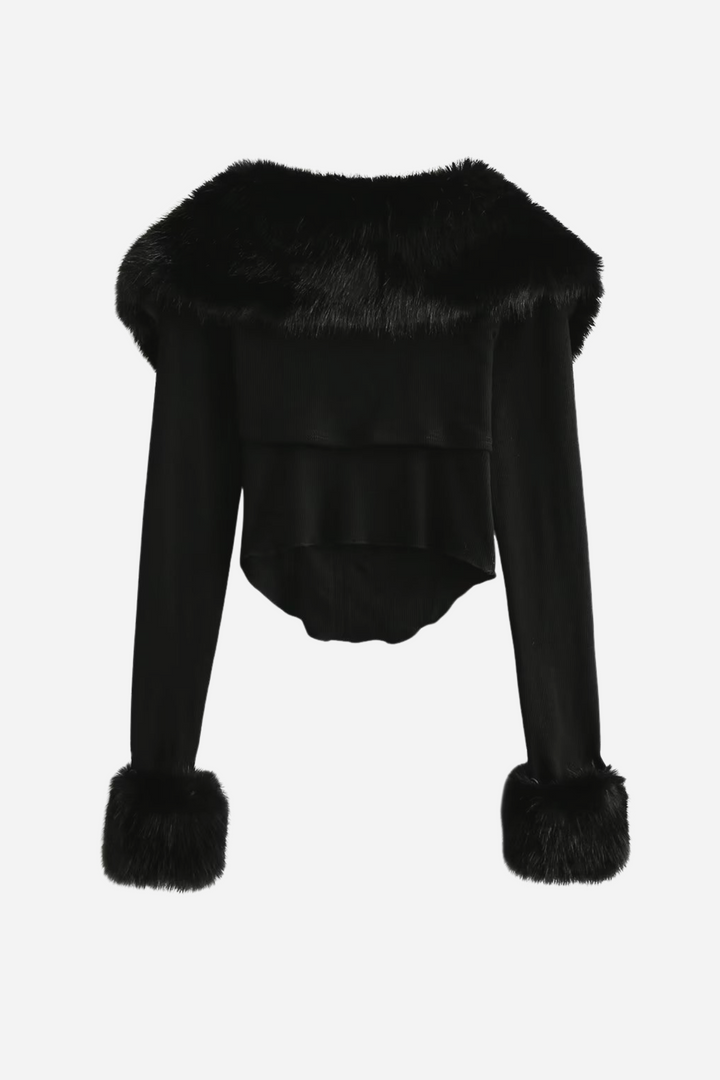 Apphia Crop Kürk Bluz Ve Korse İkili Takım