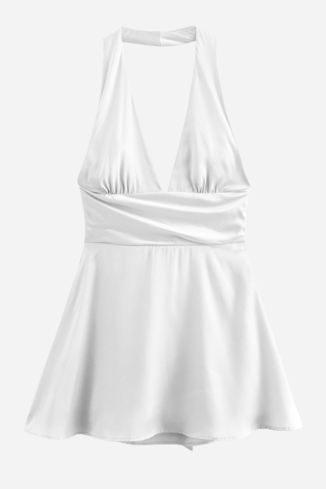 Evelyn Boyundan Bağlamalı Büyük Papyon Saten Mini Elbise