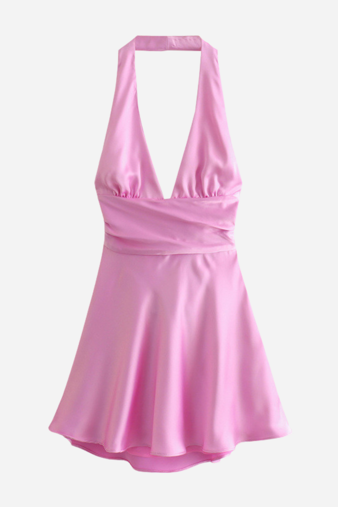 Evelyn Boyundan Bağlamalı Büyük Papyon Saten Mini Elbise