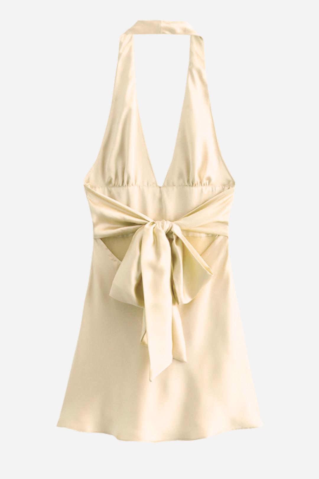 Evelyn Boyundan Bağlamalı Büyük Papyon Saten Mini Elbise