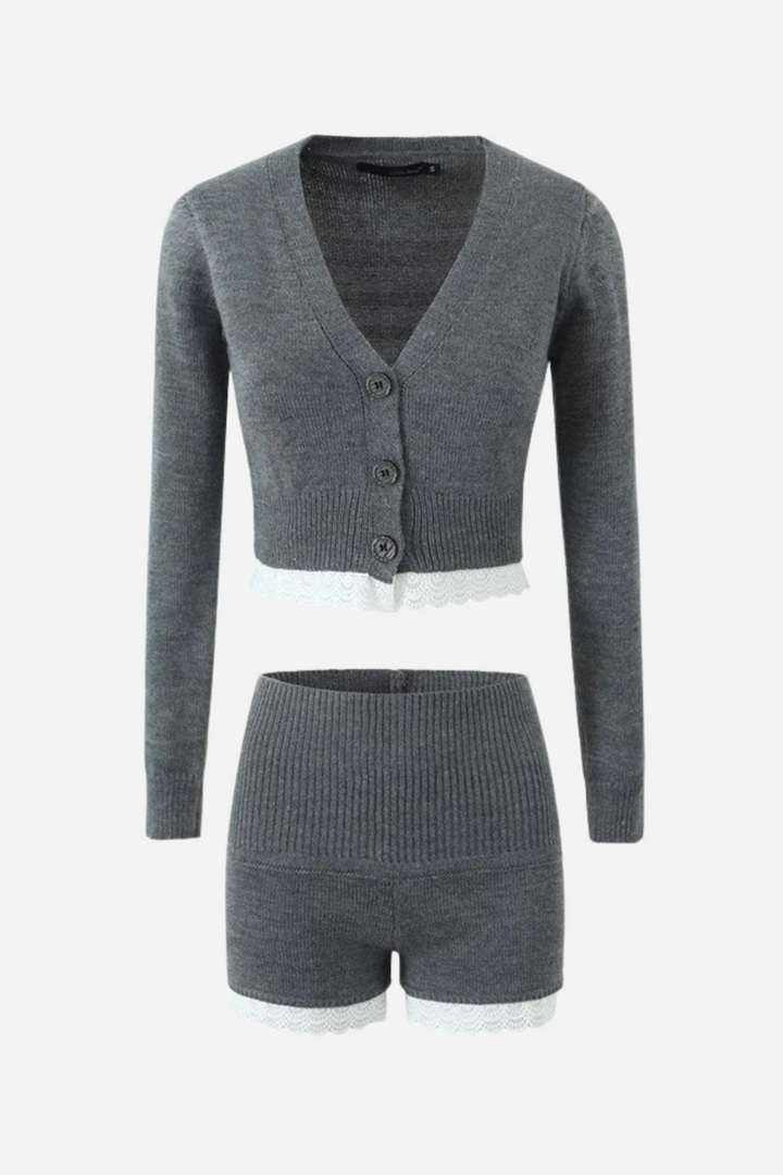 Susie Dantelli Örgü Hırka Ve Pantolon Takım