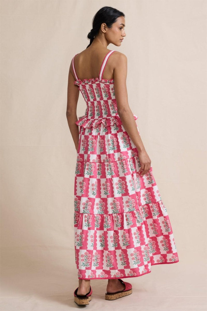 Damla Çiçek Büzgülü Cami Uzun Elbise