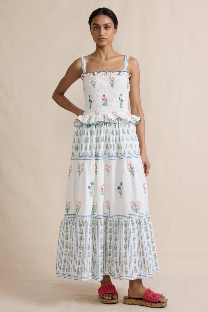 Damla Çiçek Büzgülü Cami Uzun Elbise