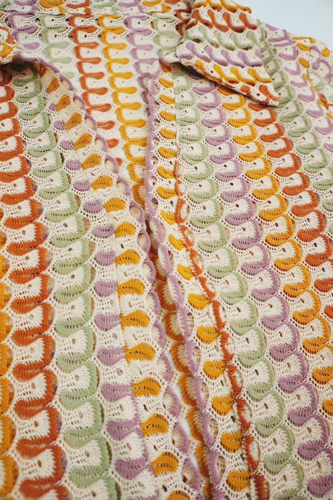 Şafak V Yaka Yakalı Tığ İşi Maxi Elbise