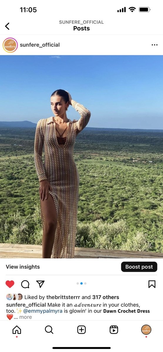 Şafak V Yaka Yakalı Tığ İşi Maxi Elbise