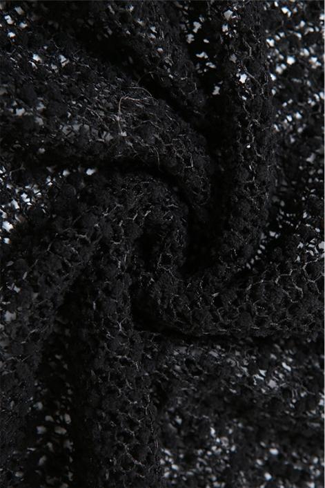 Delia Omuzu Açık Dokulu Triko Midi Elbise