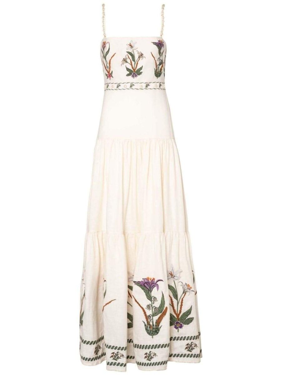 Denise İşlemeli Çiçek Maxi Elbise