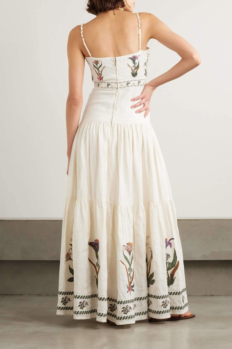 Denise İşlemeli Çiçek Maxi Elbise