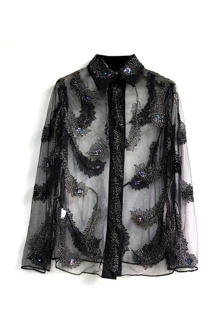 Denise Tüy Boncuklu File Bluz