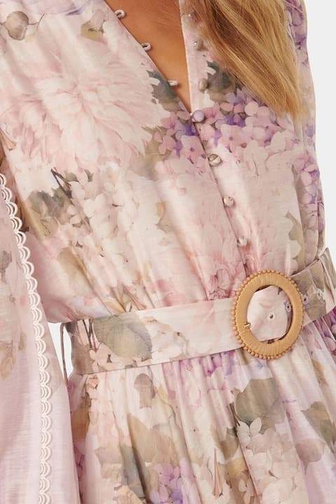 Denise Baskılı Dantel Detaylı Mini Elbise