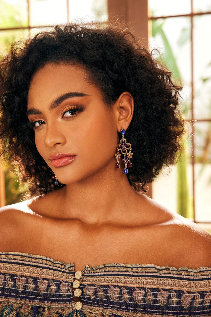 Diamante Yonca Yaprağı Damla Küpe