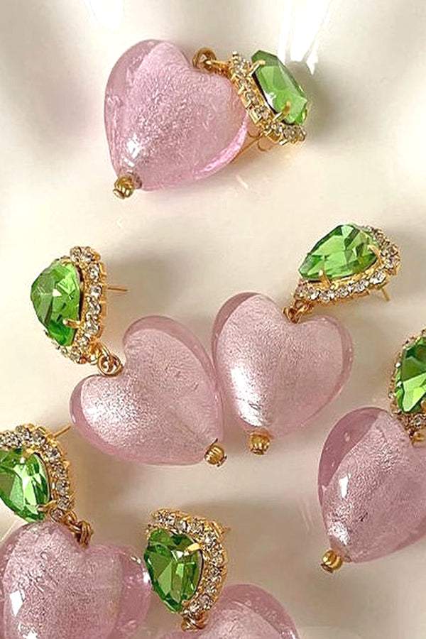 Pırlanta Kalp Kontrast Damla Küpe