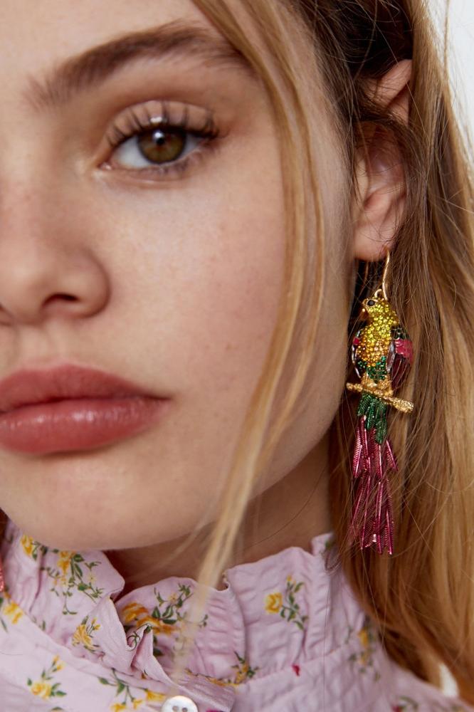 Pırlanta Papağan Püskül Küpe