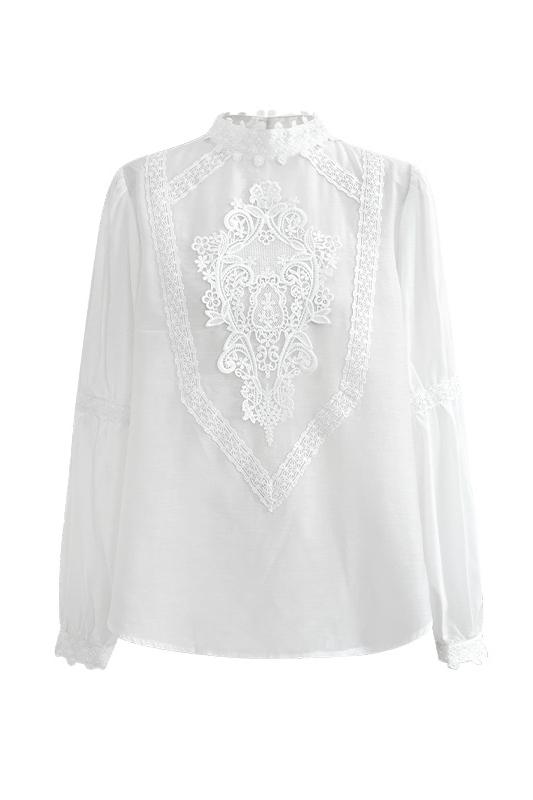 Dinah Nakışlı Dantel Bluz