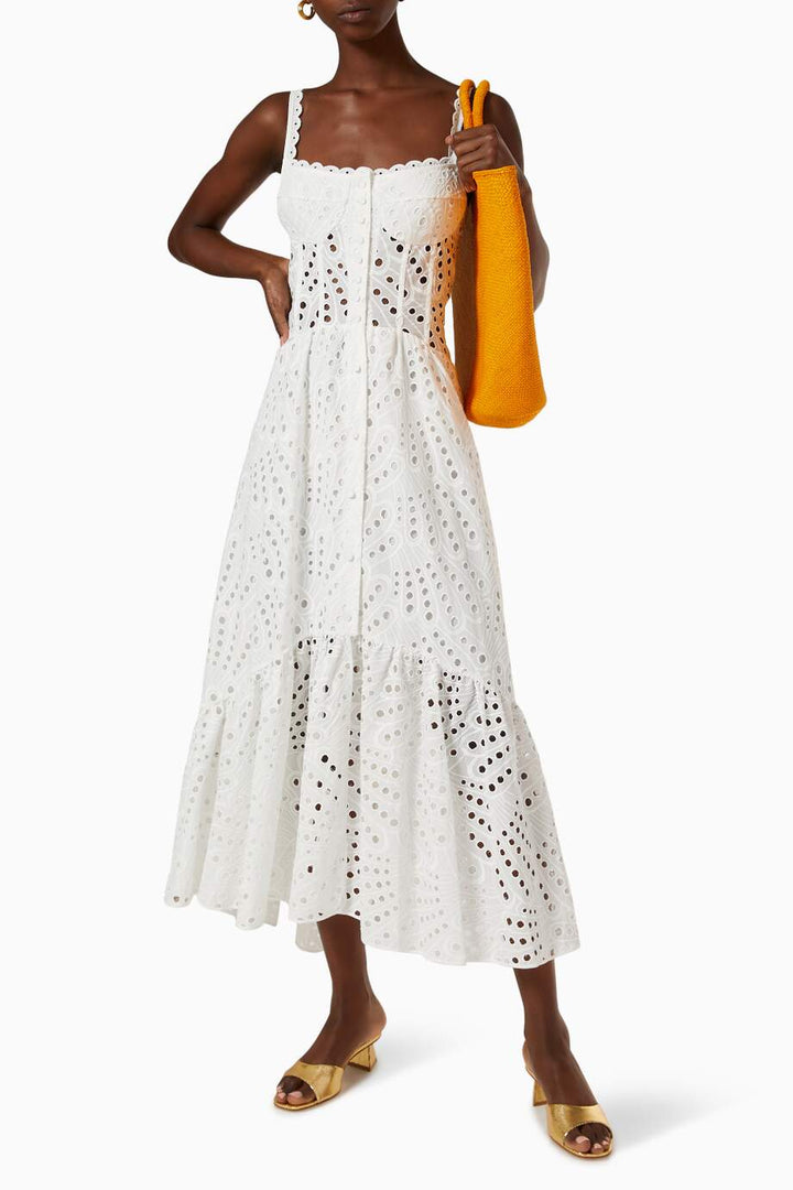 Dolly Nakışlı Dantel Midi Büstiyer Elbise