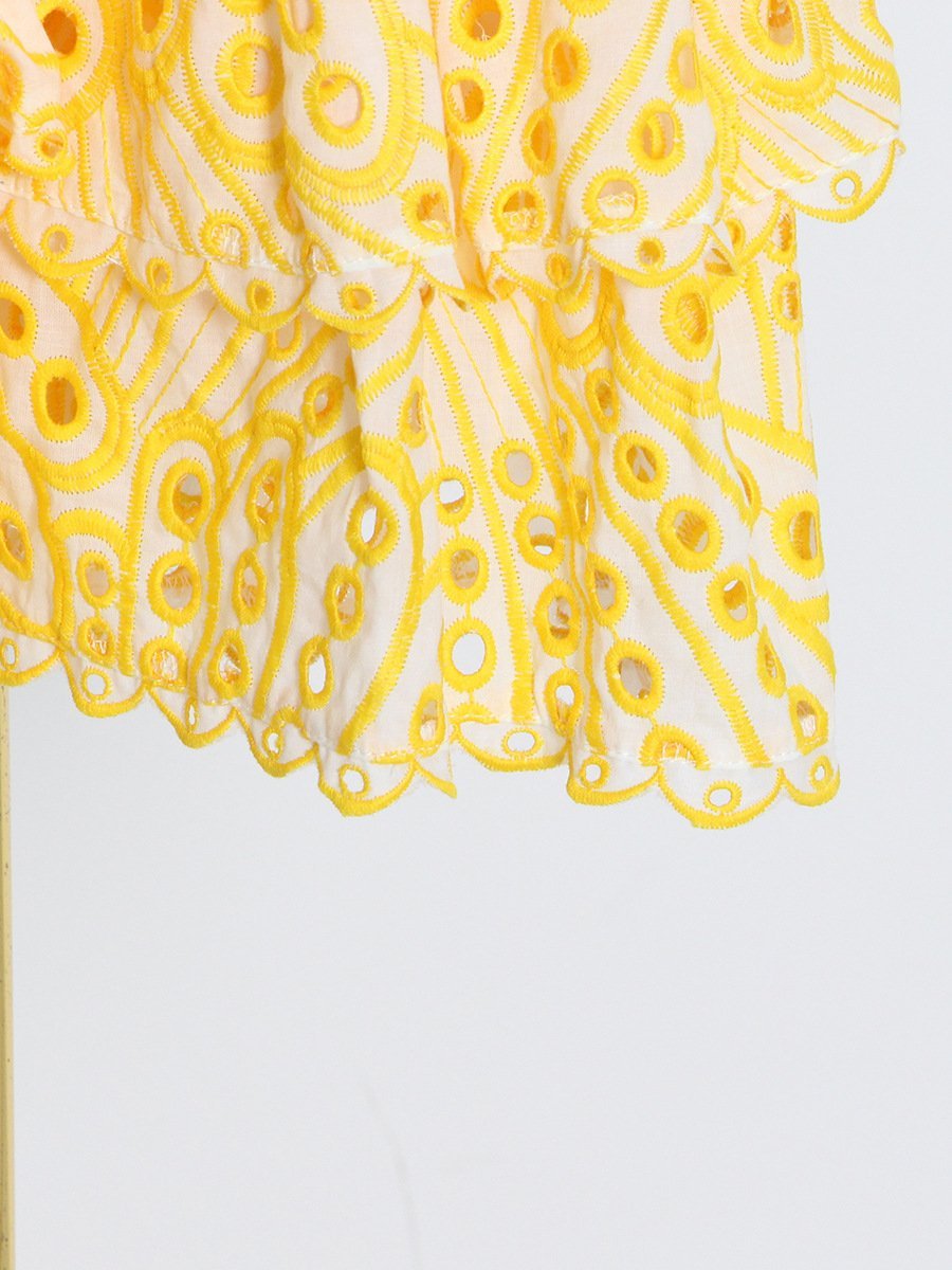 Dolly Nakışlı Dantel Katlı Fırfırlı Maxi Elbise Takım