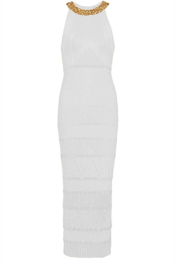 Donna İşlemeli Balıkçı Yaka Midi Triko Elbise