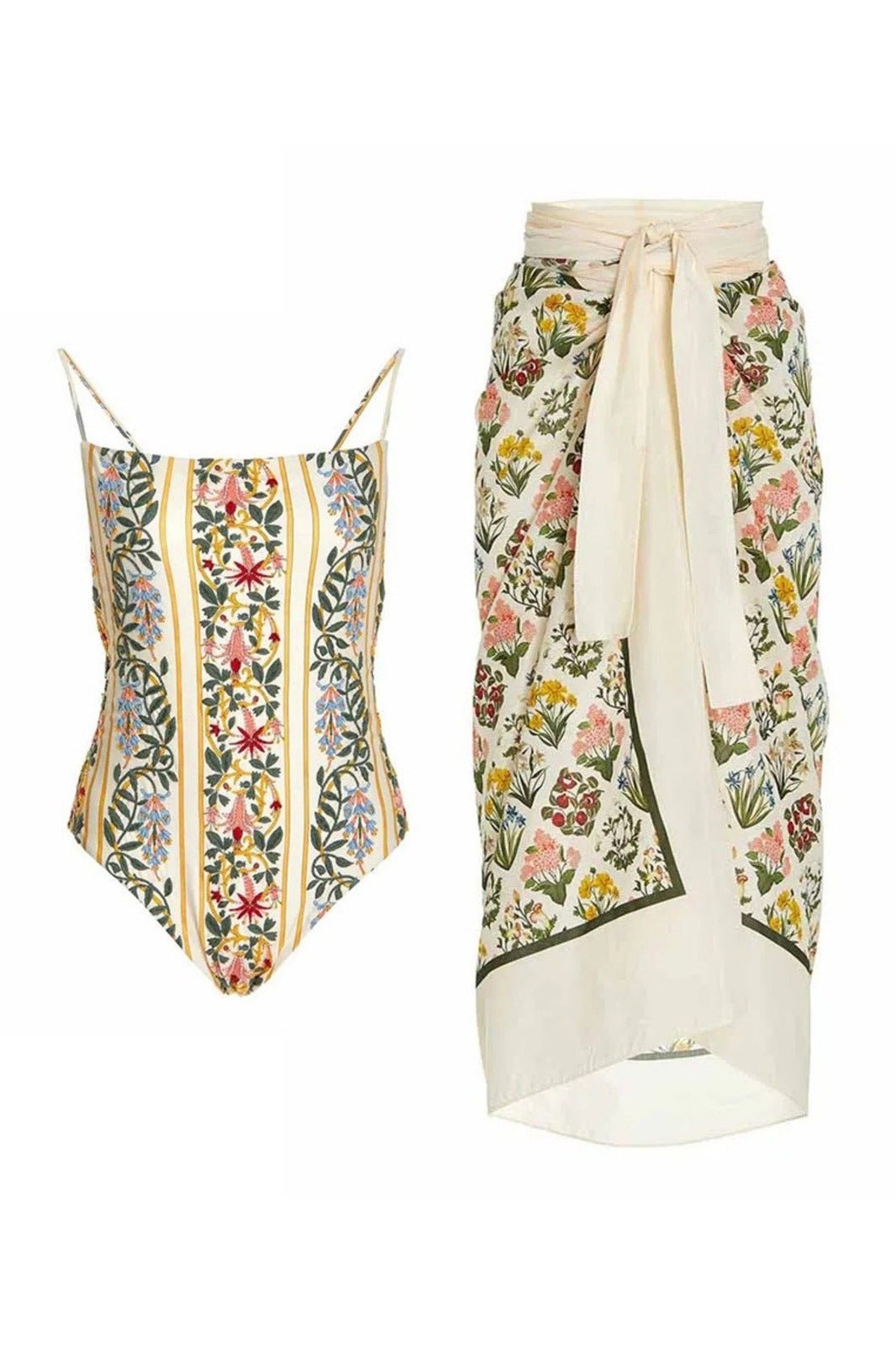 Doris Baskılı Sırtı Açık İki Parçalı Yüzme Seti