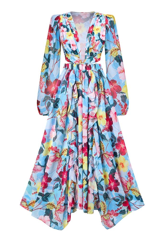 Dulcie Baskılı Fırfırlı İki Parçalı Yüzme Seti