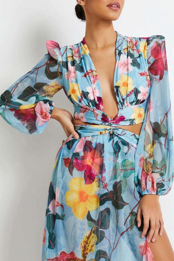 Dulcie Baskılı Fırfırlı İki Parçalı Yüzme Seti