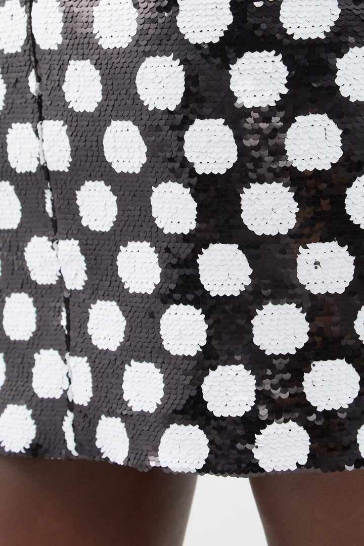 Dulcie Payetler Puantiyeli Tüy Mini Elbise