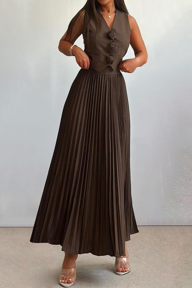 Madeline Rozet Pileli Etek Takım