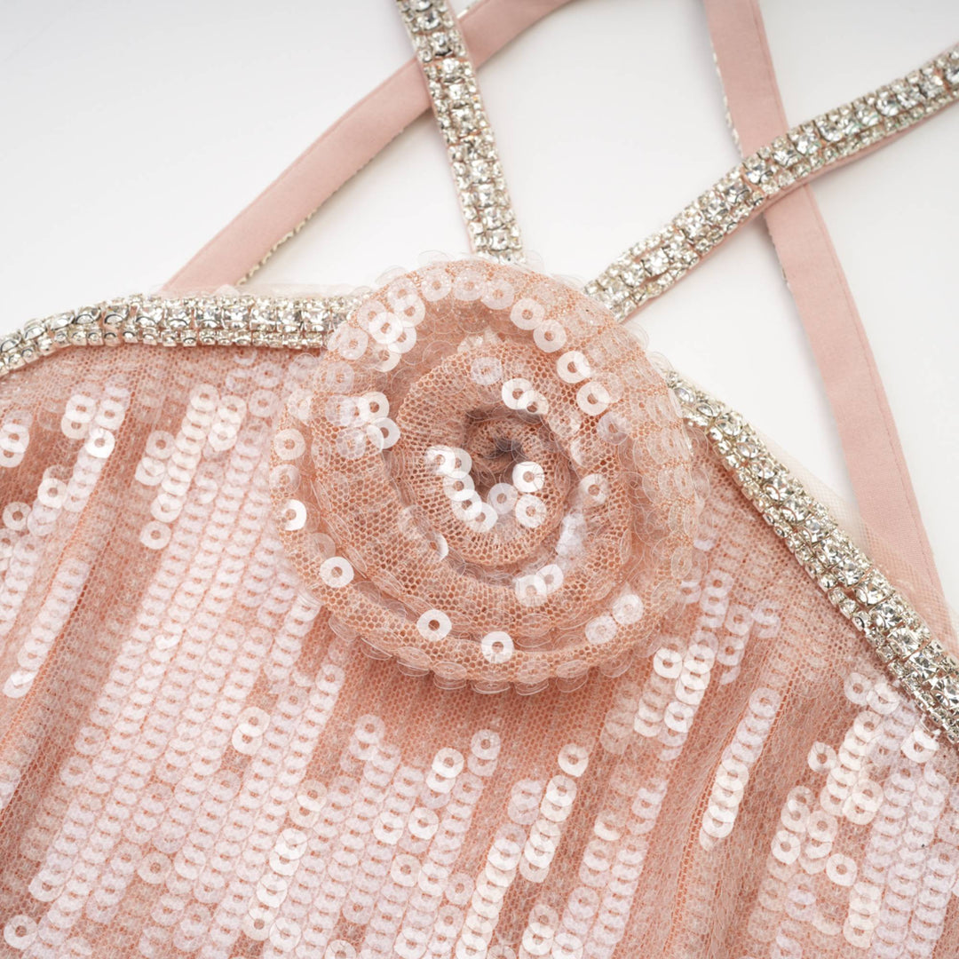 Éadaoin Çiçek Pullu Mini Elbise