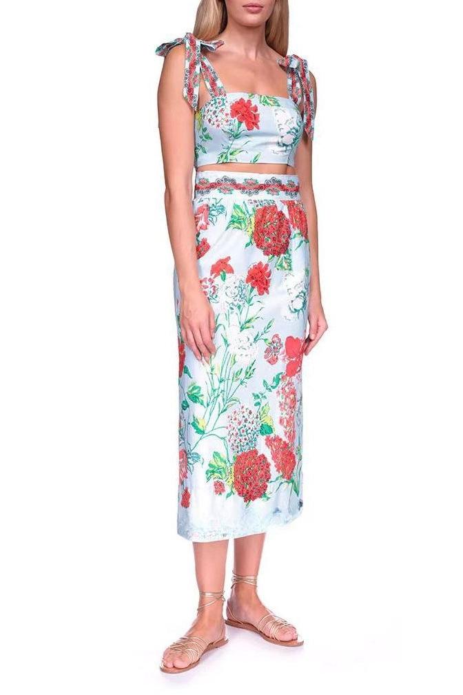 Eartha Baskılı Askılı Üçlü Yüzme Seti