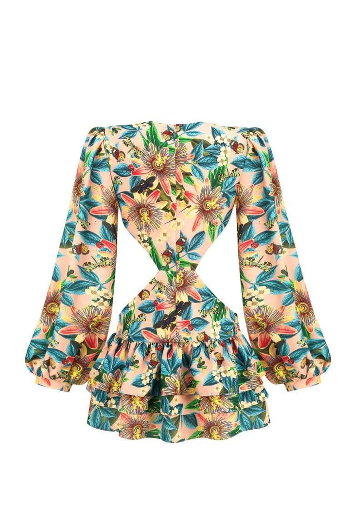 Edana Kesikli Katlı Mini Elbise