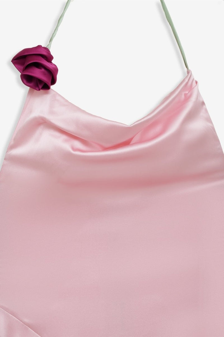 Edwina Boyundan Bağlamalı Rozet Uzun Elbise