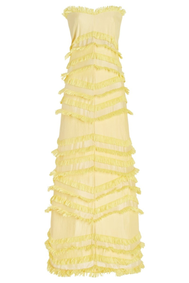 Edwina Straplez Püsküllü Polyester Maxi Elbise