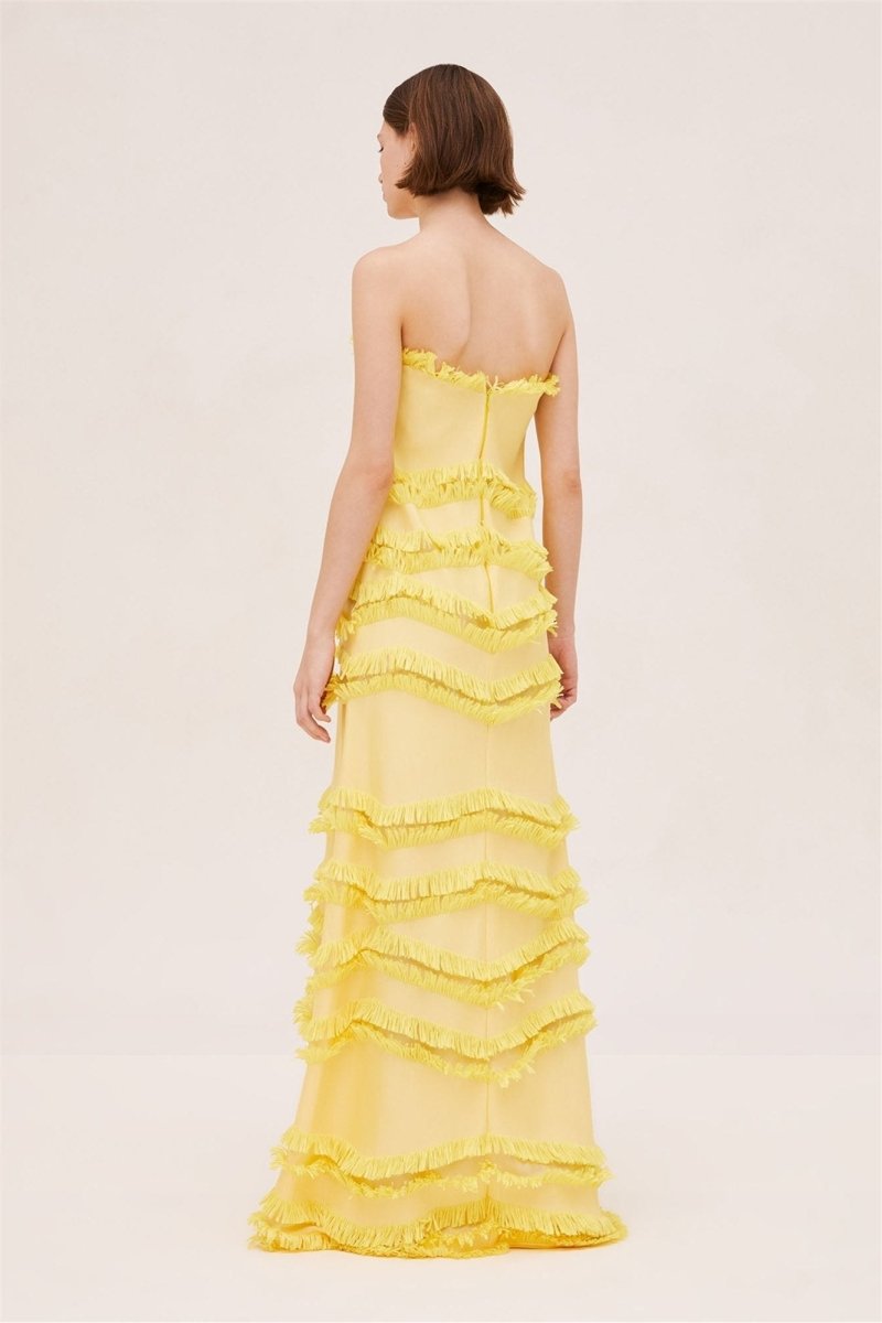 Edwina Straplez Püsküllü Polyester Maxi Elbise