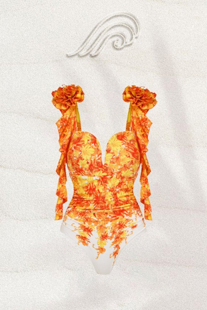 Effie Baskılı Fırfırlı İkili Yüzme Seti