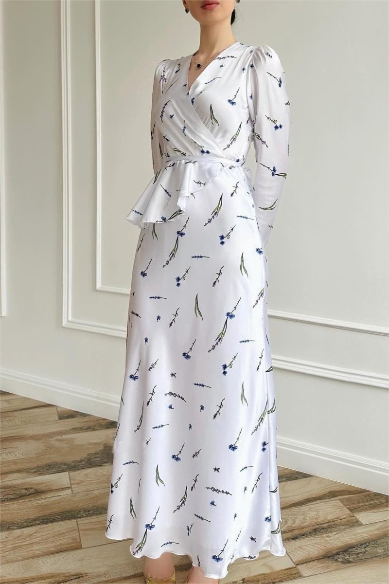 Eileen Çiçekli Anvelop Bağcıklı Bluz Ve Maxi Etek Takım