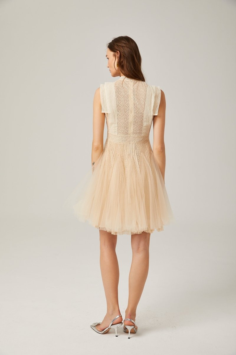 Elizabeth Kelebek İşlemeli Tül Mini Elbise