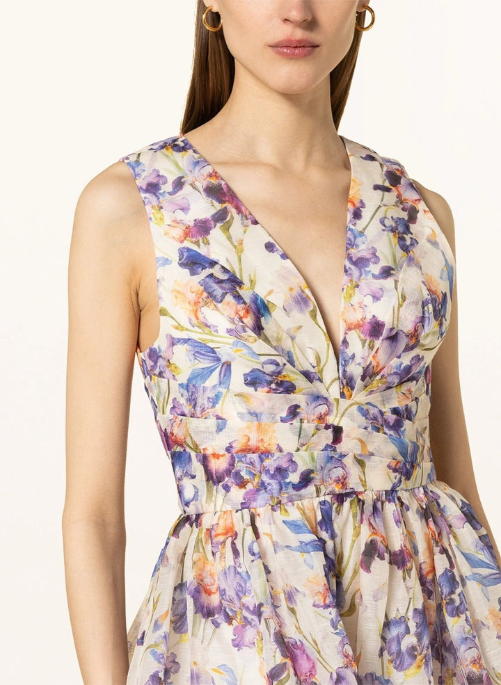 Elsie Baskılı V Yaka Mini Elbise