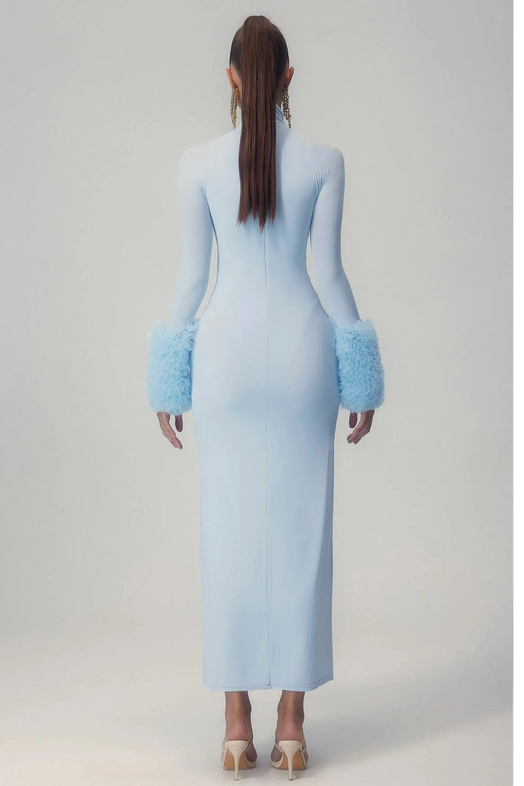 Elvira Uzun Kollu Balıkçı Yaka Maxi Elbise