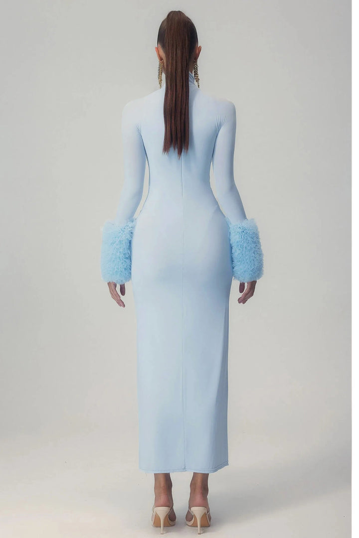 Elvira Uzun Kollu Balıkçı Yaka Maxi Elbise