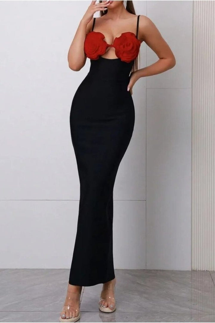 Emily Çiçekli Bandaj Maxi Slip Elbise