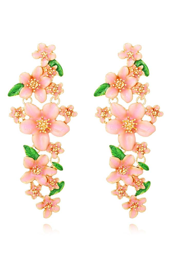 Emaye Çiçek Damla Küpe