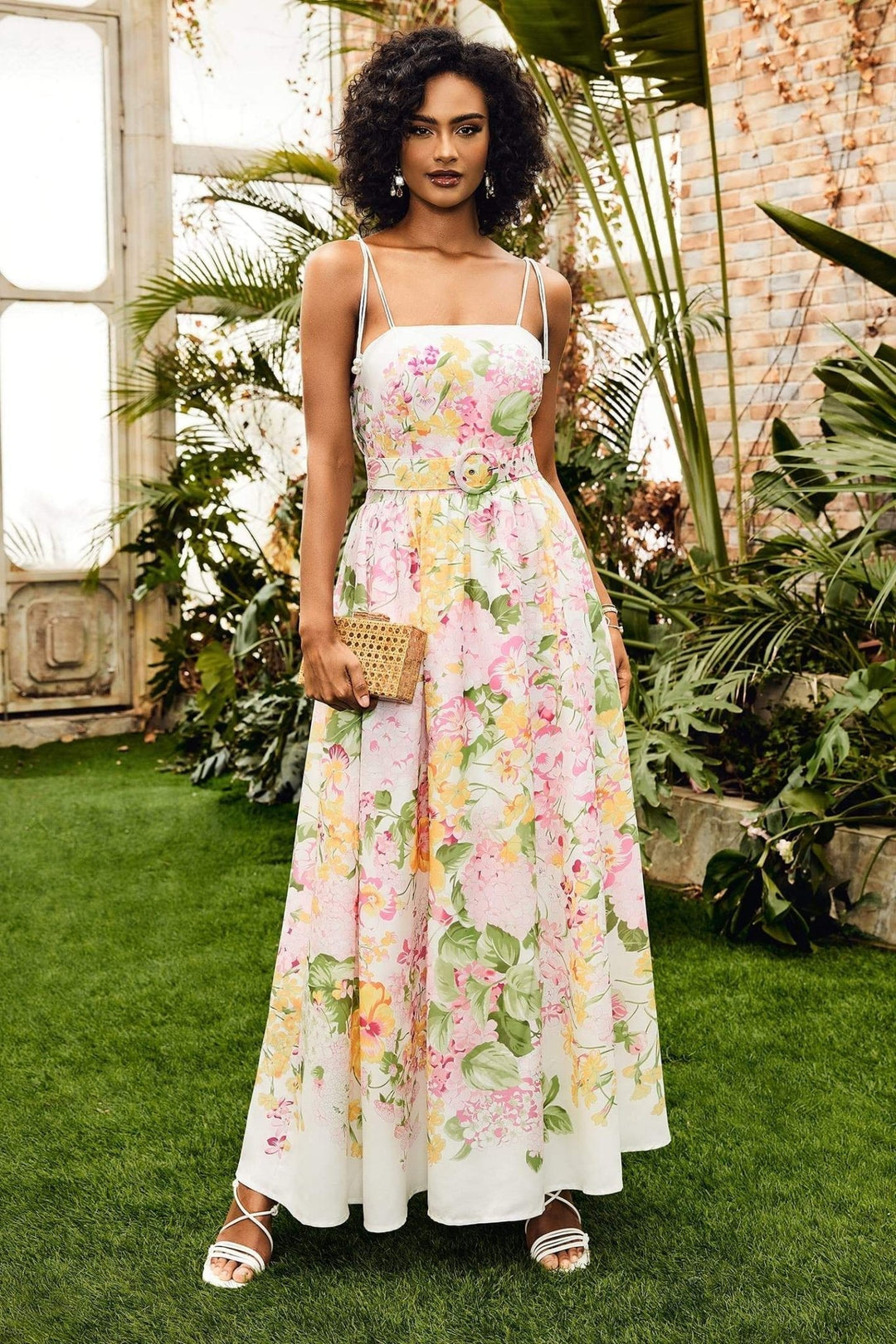 Estra Çiçek Baskılı Uzun Slip Elbise