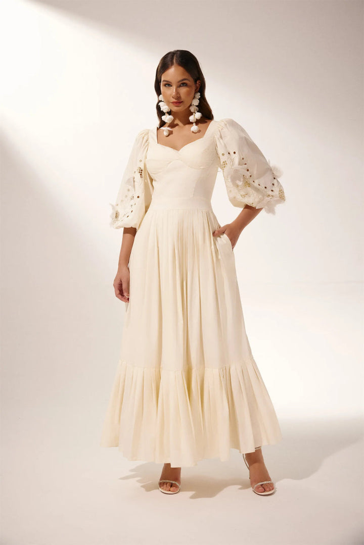 Eunice Balon Kol İçi Boş Maxi Elbise