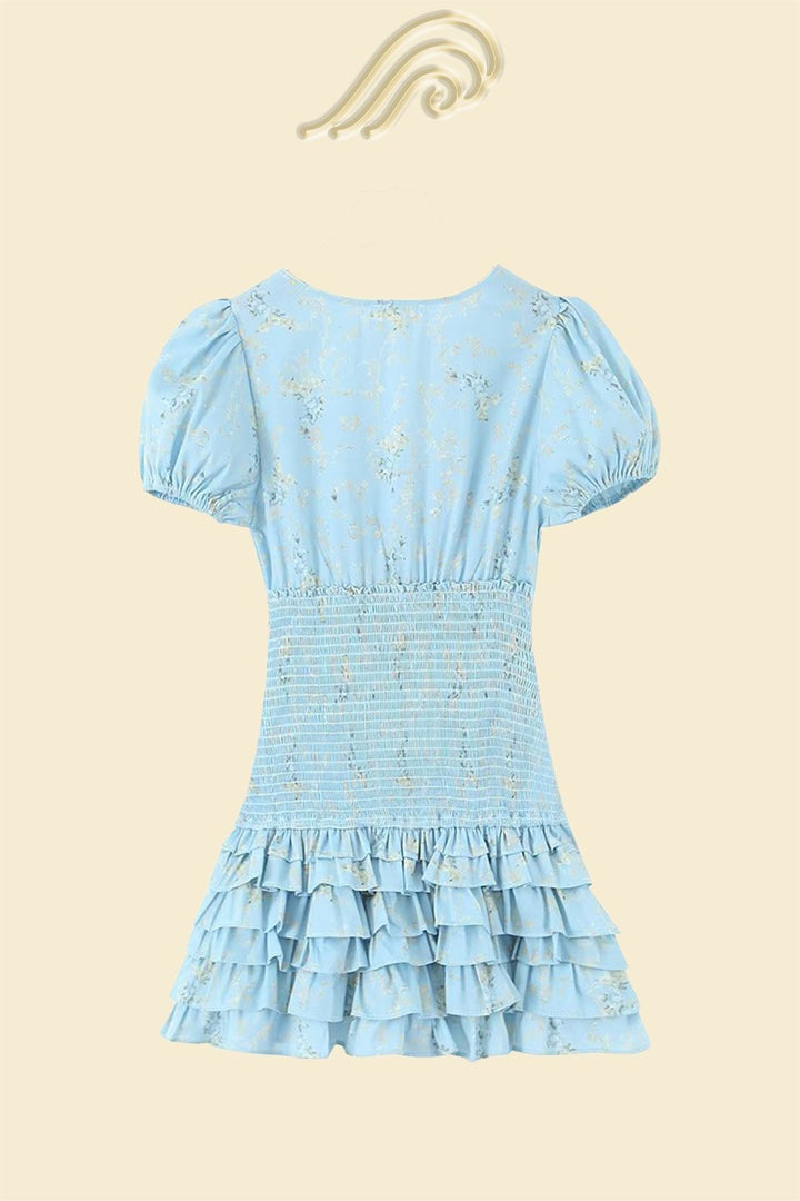 Eunice Baskılı Büzgülü Katlı Mini Elbise