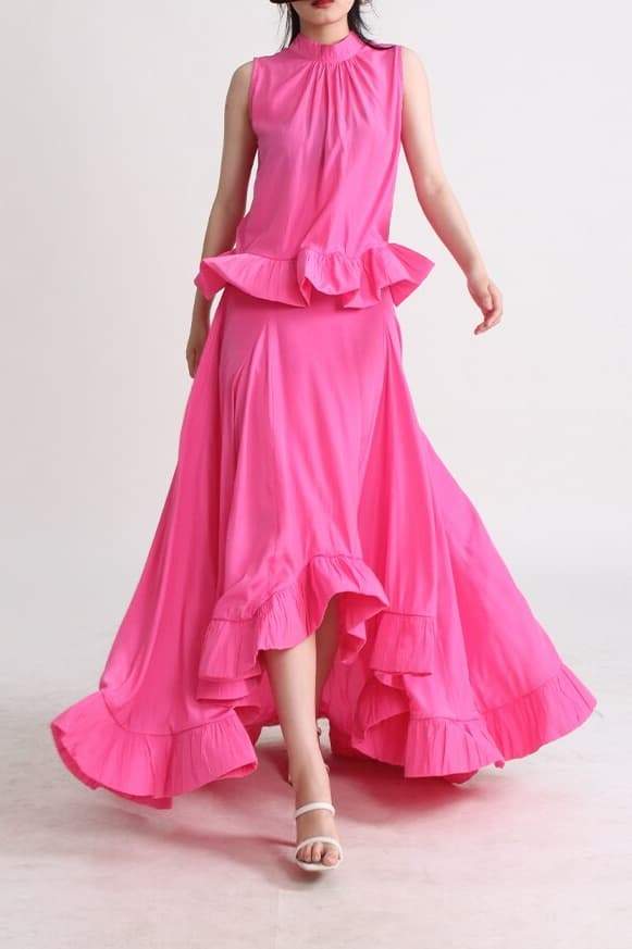 Eunice Fırfırlı Asimetrik Maxi Etek Takım