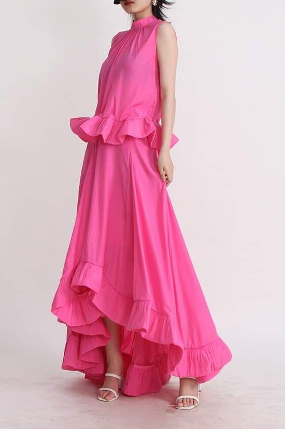 Eunice Fırfırlı Asimetrik Maxi Etek Takım