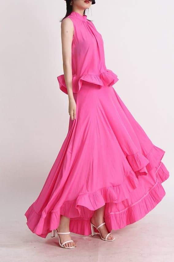 Eunice Fırfırlı Asimetrik Maxi Etek Takım