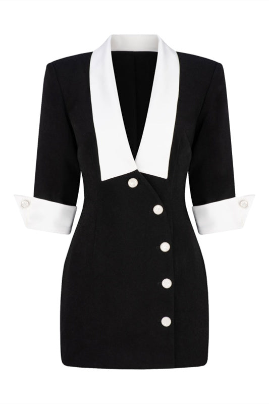 Irene V Yaka Yaka Kontrast Mini Elbise