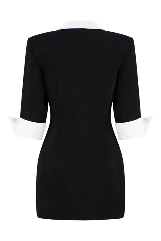 Irene V Yaka Yaka Kontrast Mini Elbise